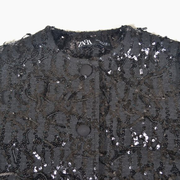 NEW ZARA SEQUIN FRINGE JACKET, MEDIUM - Picture 10 of 11